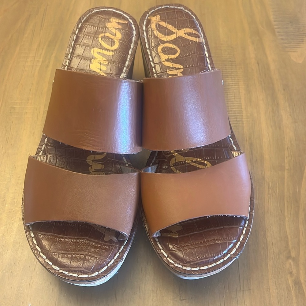 Sam Edelman brown wedge sandals, women's size 8.
